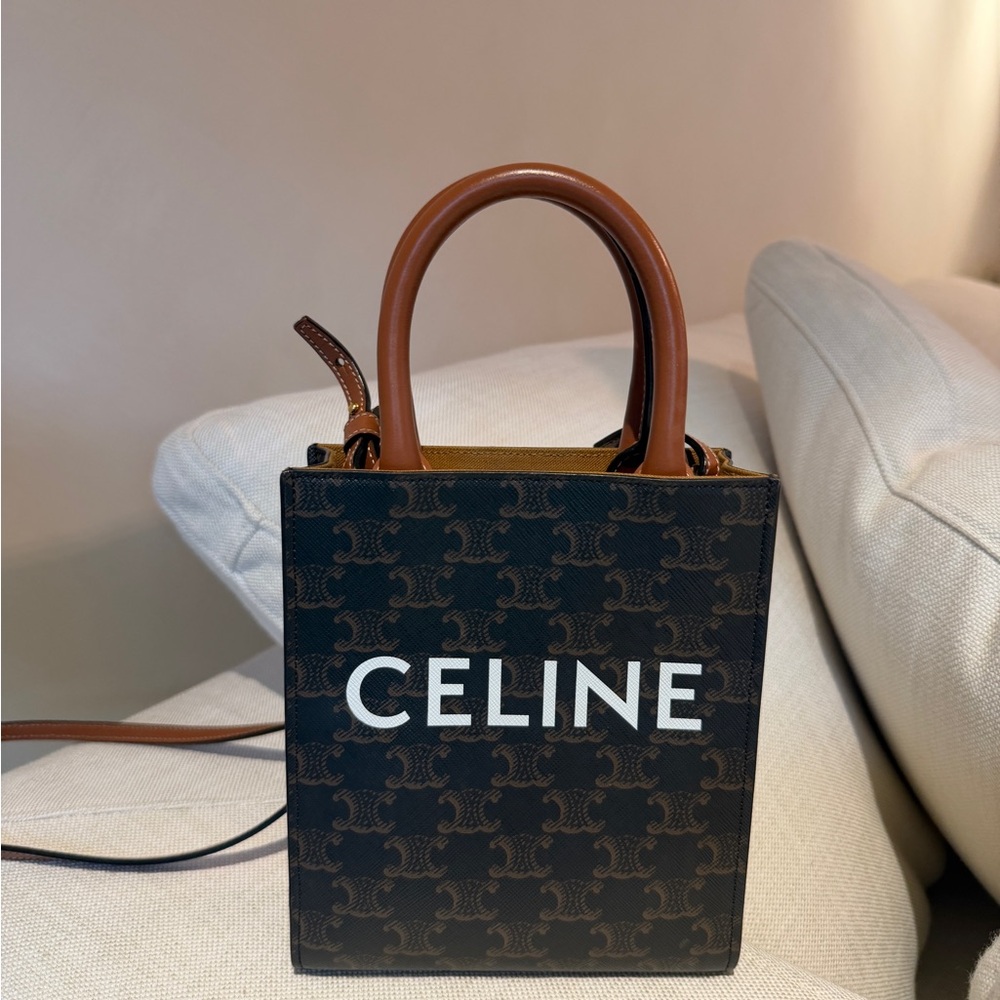 Celine MINI VERTICAL CABAS IN TRIOMPHE CANVAS WITH CELINE PRINT